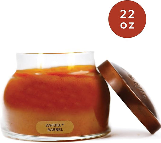 A Cheerful Giver - Whiskey Barrel - 22oz Mama Scented Candle Jar with Lid - Keepers of The Light - 125 Hours of Burn Time, Gift for Women, Brown
