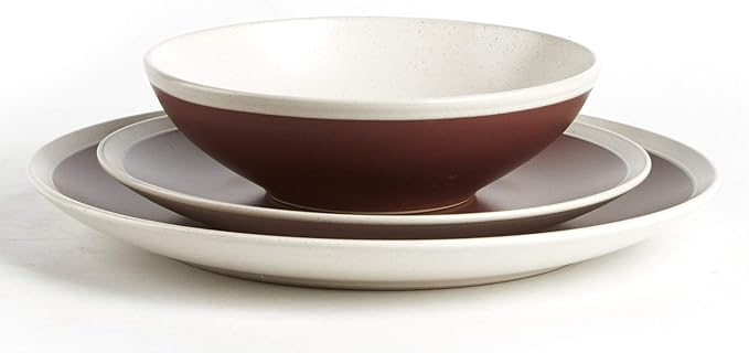 Rock Ridge Speckled Stoneware Dinnerware Set (12pc Set, Brown and Ivory)
