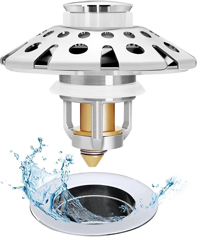 Bathroom Sink Stopper,Sink Hair Catcher,Bathroom Sink Drain Strainer Pop Up Drain Cover Plug,Universal for 1.1 to 1.65in Sink Drain Hole