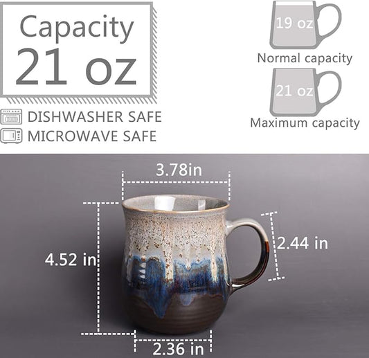 Bosmarlin Large Ceramic Coffee Mug, Big Tea Cup for Office and Home, 21 Oz, Dishwasher and Microwave Safe, 1 PCS