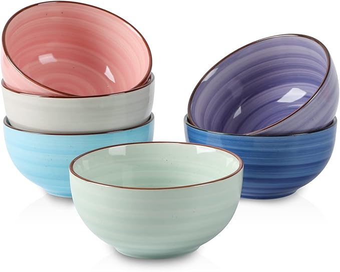 Selamica Ceramic 12 Oz Dessert Bowls Set, Small Cereal Bowls for Kitchen, 4.7 Inch Ice Cream Bowls for Snack Side Dishes Dips, Microwave Dishwasher Safe, Set of 6, Gradient Color