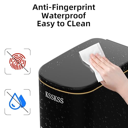 2.6 Gallon Slim Bathroom Trash Can with Soft Close Lid, 10L Stainless Steel Garbage Can with Removable Liner Bucket, for Narrow Spaces, Bathroom, Bedroom (Matt Black)