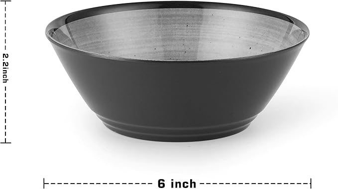 24-Piece Swirl Grey Melamine Plastic Dinnerware Sets for 8, Plates and Bowls Sets (Cool Grey)