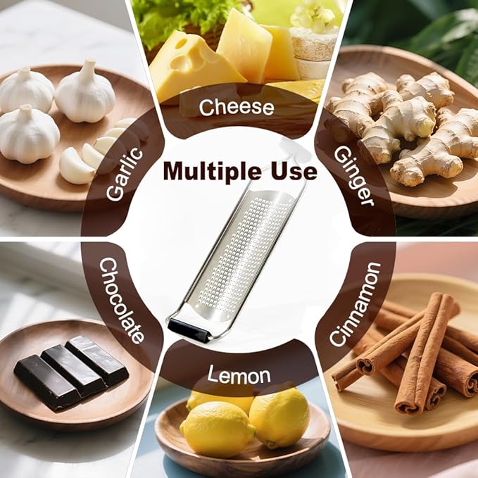 Upgraded Lemon Zester & Cheese Grater,Food Grade Stainless Steel None-Slip Handle Grater for Chocolate, Ginger and Garlic,Durable and Easy-To-Clean(Dishwasher Safe)