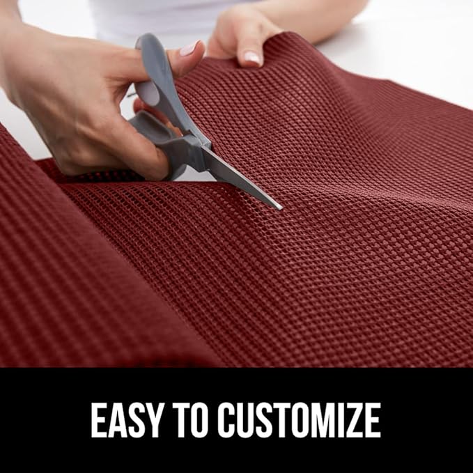 GORILLA GRIP powerGRIP Drawer Shelf and Cabinet Liner, Thick Strong Hold, Non-Adhesive Liners Protect Kitchen Cabinets and Cupboard, Bathroom Drawers, Easy Install, Breathable Mat, 17.5" x20', Red