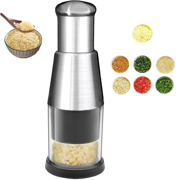 Manual Pressed Chopper, 1PCS,2025 Upgraded Compact Mini Dicer Food,Functional Manual, Stainless Steel Hand Food Chopper Garlic Press for Mincing Garlic Press Stainless Steel