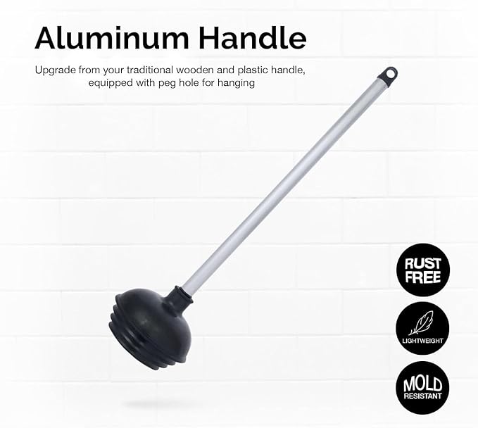 NEIKO 60190A Toilet Plungers, 4 Pack, Patented All-Angle Design, Heavy Duty, Aluminum Handle, Residential, Commercial, and Industrial Building Sanitation Use