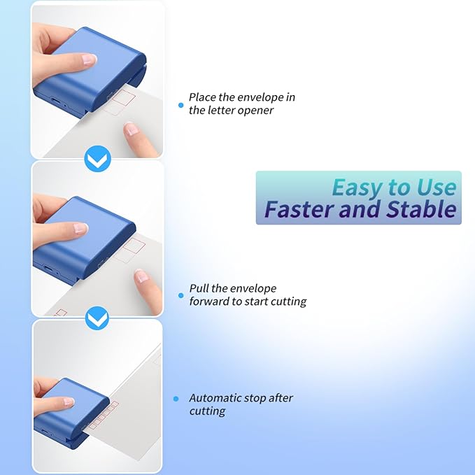 Rechargeable Electric Letter Opener - Automatic Letter Opener Envelope Slitter, Electric Letter Opener Envelope Slitter for Universal Mail and Envelopes,Blue