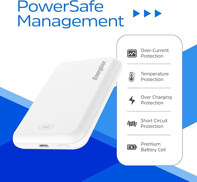 Energizer Magnetic Power Bank 5000mAh Wireless Portable Charger 15W USB C in and Out Fast Charging for Magsafe Battery Pack for iPhone 16/15/14/13/12 Pro/Pro Max Series_QM5000