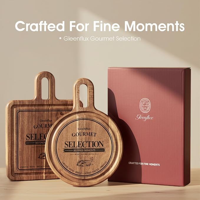 Acacia Wood Charcuterie and Cheese Board Set, 2-Piece Mini Serving Boards for Cheese, Fruit, Nuts, Treats & Appetizers – Elegant Snack Boards for Entertaining & Gift Giving