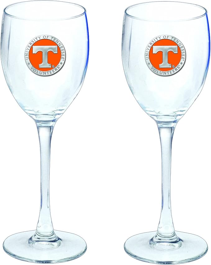 Heritage Pewter Tennessee Volunteers Glass Goblets β Set of 2 | 12 OZ Goblet Wine Glasses | Expertly Crafted Pewter Glass
