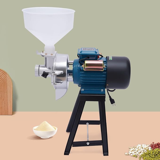Electric Grain Mill Grinder, Dry & Wet Grinding 110V 2200W, 88.18 lbs/H High Speed Grinder, with Funnel for Grinding Wheat Rice Corn Sorghum Soybeans