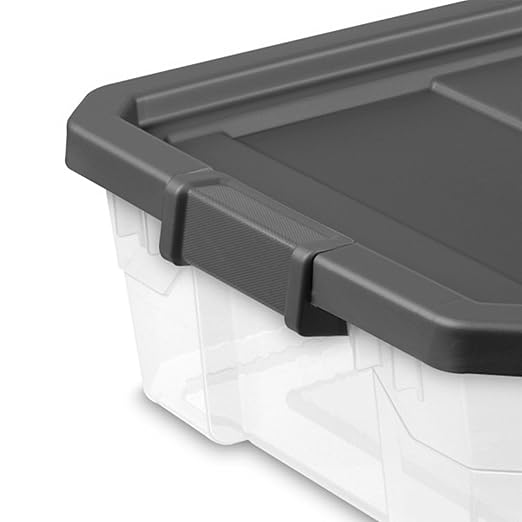 Sterilite 24-Pack Modular Stacker Box, Durable Clear Plastic Storage Bins with Latching Lids, 40 Quart - Stackable Organizing Container Boxes for Closet, Bathroom, and Office