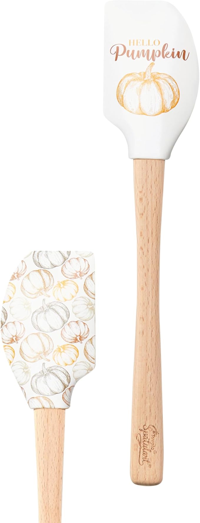 Tovolo Spatulart ‘Hello Pumpkin' Fall Silicone Spatula with Wood Handle – BPA Free, Heat-Resistant, Ideal for Baking, Mixing & Meal Prep