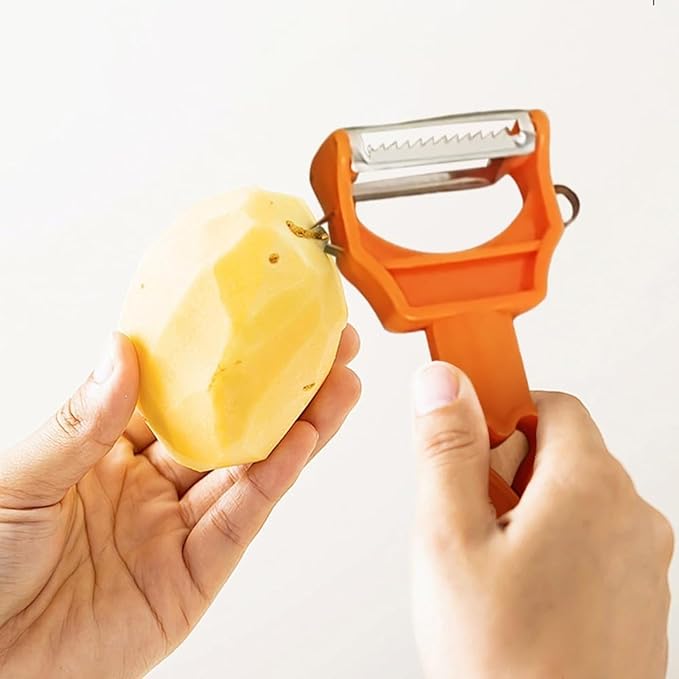 3-in-1 Vegetable Slicer & Peeler Set with Grater Plate - Multifunctional Kitchen Cutter for Potato, Carrot, Cheese with Container, Easy to Clean, 8.35 x 3.07 Inches