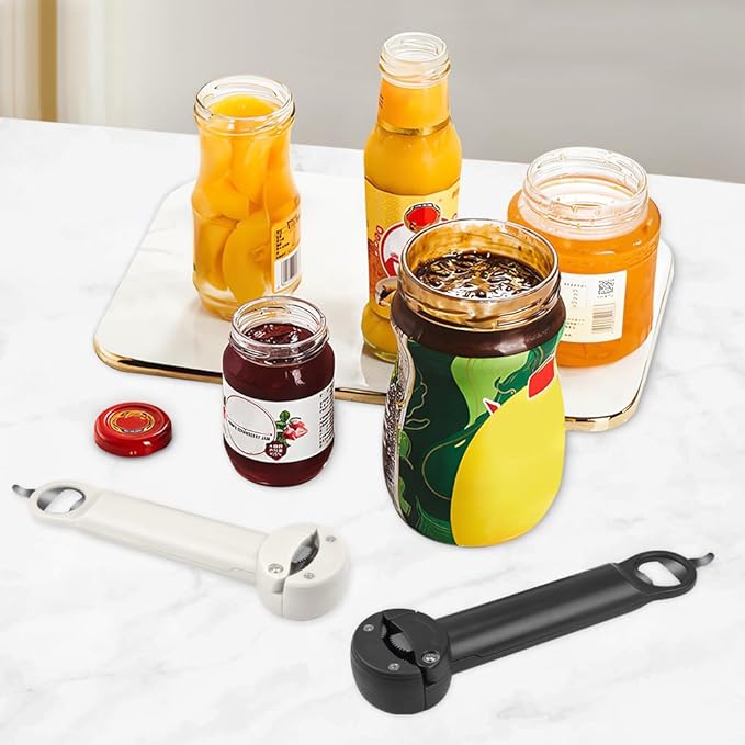 Jar Opener Bottle Opener Lid Opener Can Opener for Weak Hands, Arthritic Hands, Seniors,Low Strength and Children with Beer Opener