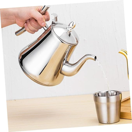 1L Stainless Steel Tea Kettle with Strainer Water Kettle for Home and Restaurant Use Stylish Glossy Finish and Ergonomic Handle