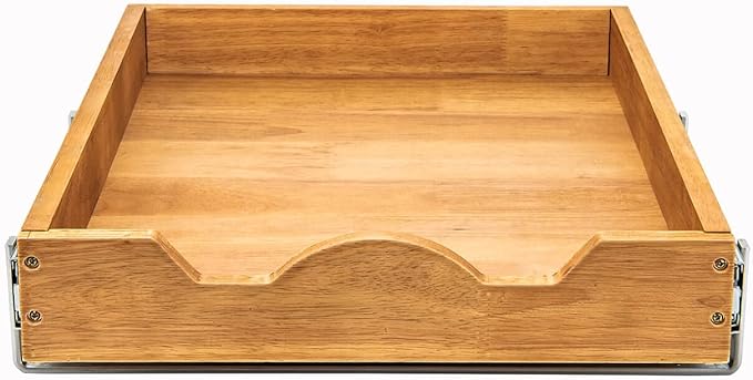 DINDON Pull Out Cabinet Organizer (20" W x 18" D) 1 Tier,Single Tier Oak Wood Under Cabinet Slide Out Shelf Drawer Box…
