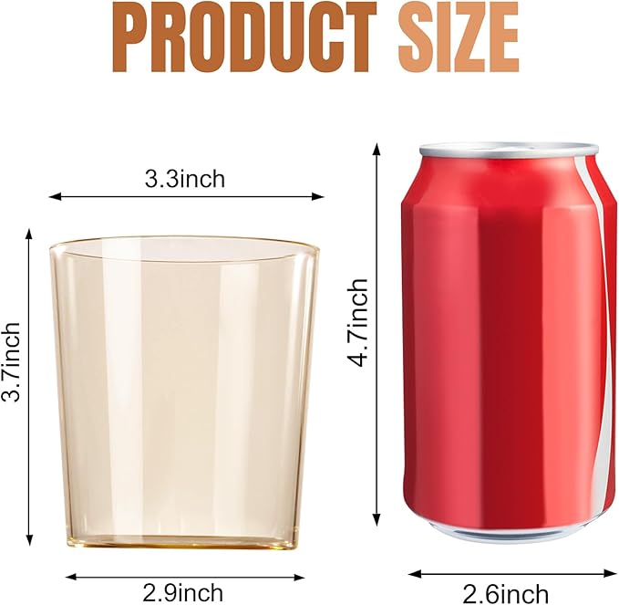 Liacere Plastic Drinking Glasses (Set of 12) 14 oz Brown Reusable Plastic Glasses Colors,Kitchen Water Glasses Cup, Bar Tumbler Glassware Set for Beer, Juice, Cocktail, Whiskey, Milk