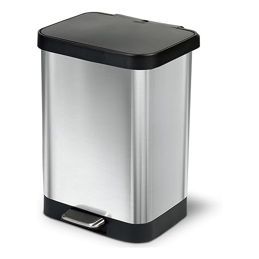 Glad GLD-74506 Stainless Steel Step Trash Can with Clorox Odor Protection | Large Metal Kitchen Garbage Bin with Soft Close Lid, Foot Pedal and Waste Bag Roll Holder, 13 Gallon, Stainless