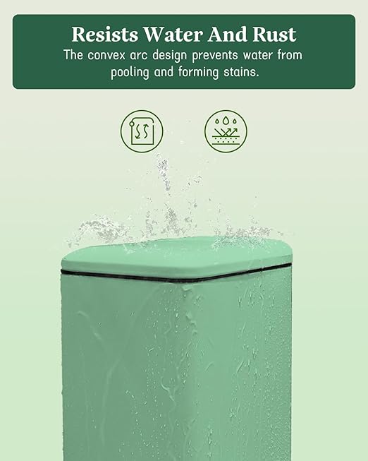 Bathroom Trash Can with Lid, 16.7L/ 4.4 Gallon Trash Can with Removable Inner Bucket, Soft Close lid, Stainless Steel Step Pedal Garbage Can for Bathroom, Bedroom, Kitchen, Home Office, Green