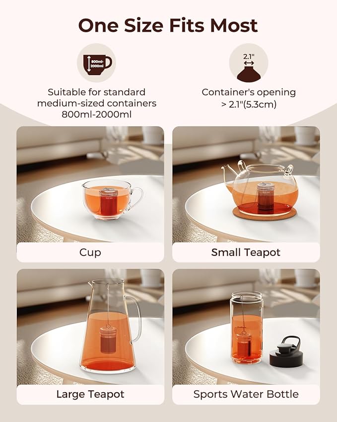 2 Pack Reinmoson Large Tea Infuser for Loose Tea & Spice Infuser for Cooking, 2.1” x 2.9” Extra Fine Mesh Large Tea Strainers, 304 Stainless Steel Loose Leaf Tea Steeper for Black Tea, Rooibos, etc