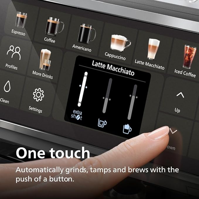 PHILIPS 5500 Series Fully Automatic Espresso Machine, LatteGo Milk System, Integrated Grinder, 20 Hot & Iced Coffee Pre-Sets, Quick Start, SilentBrew, 15-Bar Pressure, Black Chrome (EP5544/94)