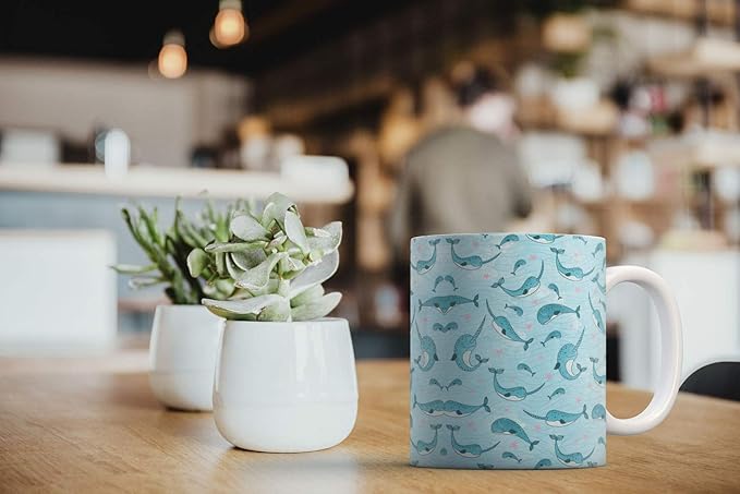 MUGBREW Narwhals Pattern Ceramic Coffee Mug Tea Cup, 11 OZ