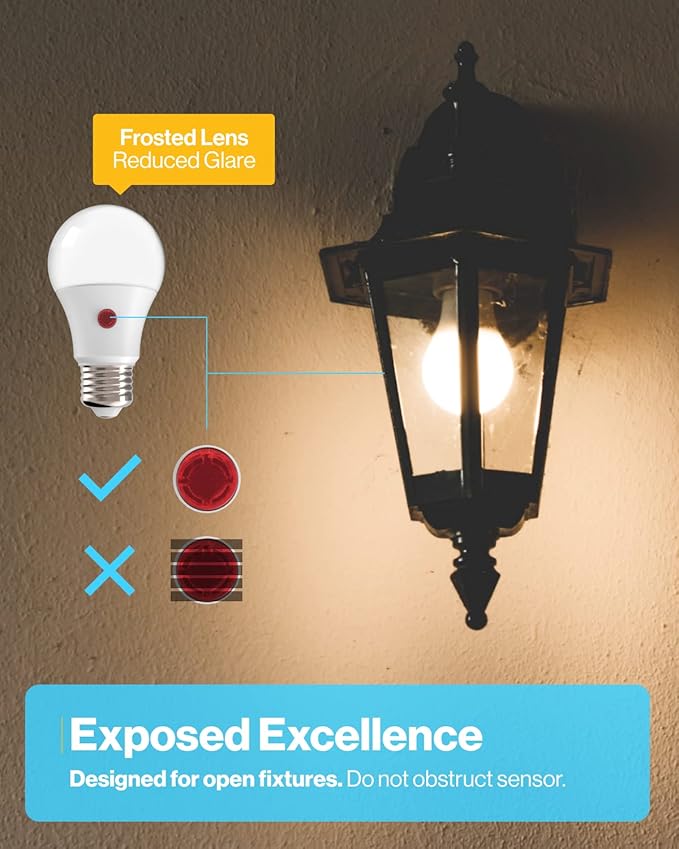 Sunco 8 Pack Dusk to Dawn LED Outdoor Light Bulb A19, Photocell Automatic for Exterior Lighting, 800 LM, 9W (60W Eqv.), 5000K Daylight, Auto On/Off Sensor, IP65 Rated UL.