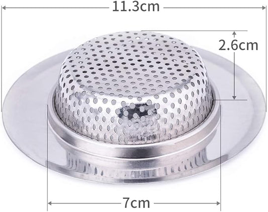 4.5 Inch Diameter Rim Heavy Duty Stainless Steel Kitchen Sink Basket Strainer, Large (Pack of 2)