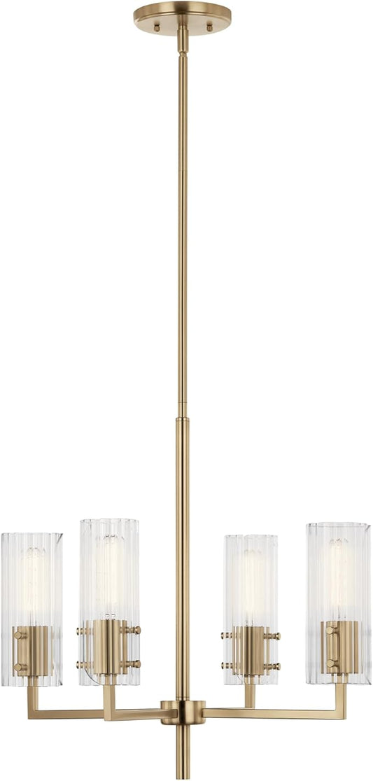 KICHLER Velestino 20.5" 4 Light Chandelier in Champagne Bronze, for Small Foyer, Dining Room, Living Room, Bedroom, (19.25" x 20.5") 52678CPZ