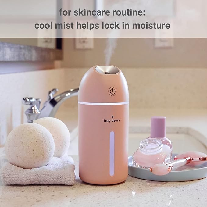 Hey Dewy Wireless, Rechargeable, Self-Care, Skin-Nourishing, Hydrating, Portable Cool Mist Humidifier (Pearl)