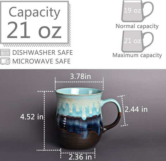 Bosmarlin Large Ceramic Coffee Mug, Big Tea Cup for Office and Home, 21 Oz, Dishwasher and Microwave Safe, 1 PCS