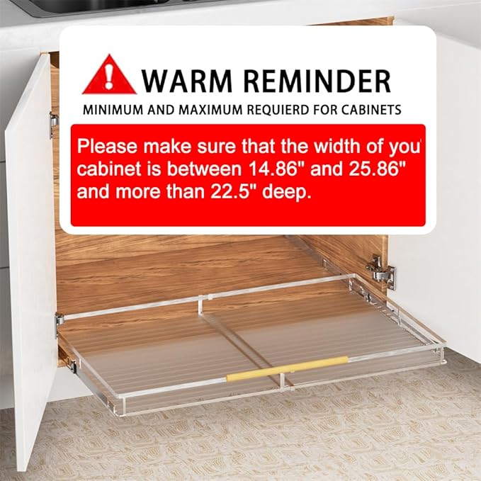 SANNO Pull Out Cabinet Organizer,Expandable Slide Out Shelf, Bottom-Mounted Sliding Shelf Under Sink Shelf, Expandable Shelves with Sliding for Kitchen Cabinets Under Sink,3