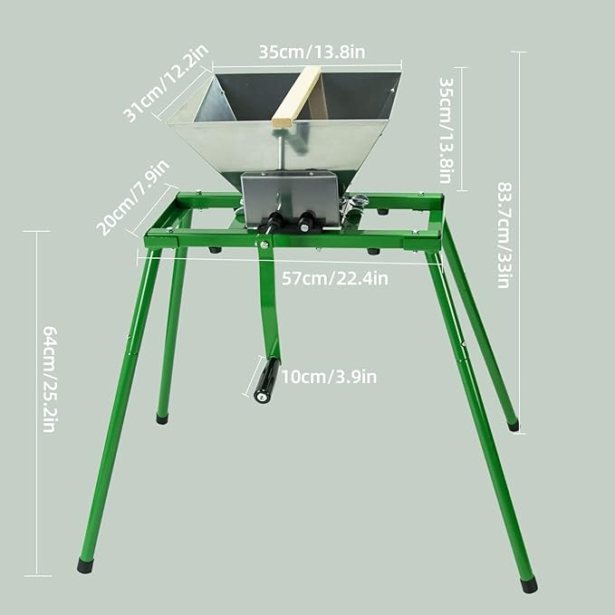 EJWOX 7L Hand Crank Apple and Fruit Crusher with Stand, Stainless Steel Manual Juicer Grinder for Seasonal Cider & Fresh Juice