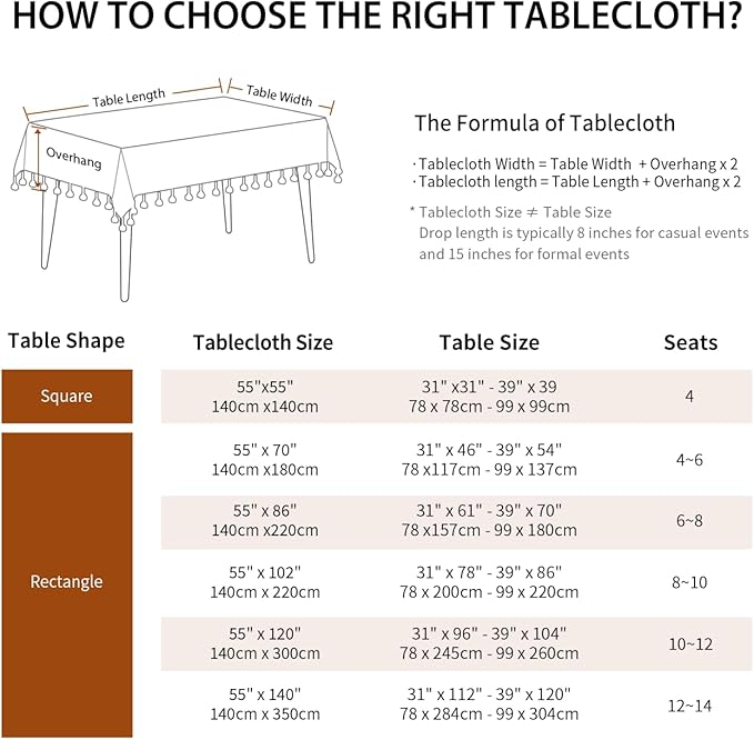 Deep Dream Tablecloths, Waterproof Table Cloth, Linens Wrinkle Free Anti-Fading, Rustic Table Cover Decoration for Kitchen Dinning Christmas (Rectangle/Oblong, 55''x70'',4-6 Seats, Light Coffee)