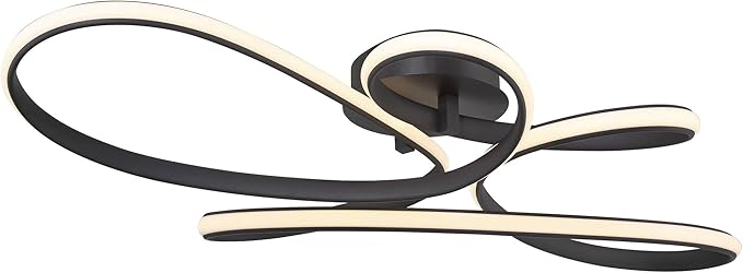 Possini Euro Design Helix Ultra Modern Semi Flush-Mount Ceiling Light Sand Black Dimmable LED Strip Twisting Ribbon Steel Metal 36 1/2" Wide Bedroom Kitchen Living Room Hallway House Home Dining