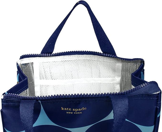 Kate Spade New York, Portable Soft Cooler Lunch Bag with Silver Insulated Interior Lining and Storage Pocket, Joy Dot