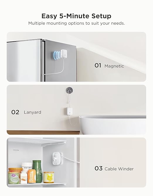 GoveeLife WiFi Refrigerator Thermometer with Alarm, Wireless Digital Freezer Temperature Gauge with App, 2 Years Free Data Export, for Home Kitchen Fridge Hot Tub 2 Pack(Only Support 2.4G Wi-Fi)