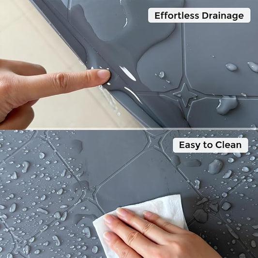 34" x 22" Large Under Sink Mats Kitchen : Waterproof Under-Sink Organizers Sink Mat Protectors, Flexible Silicone Drip Tray Pet Food Mats Kitchen Bathroom Drawer Shelf and Cabinet Liner, Grey