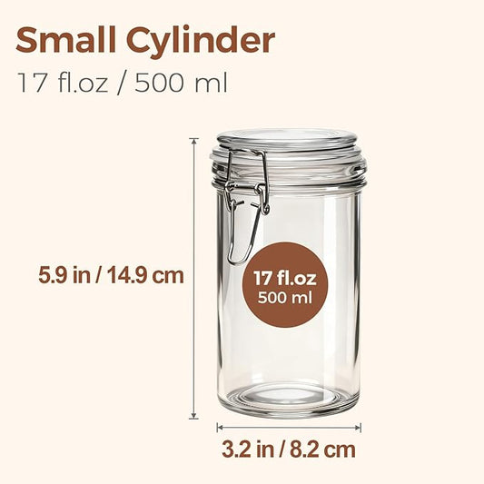 ComSaf Glass Jars with Airtight Lid Set of 6,Mason Jars 17 oz with Lids, Pint Jar, Canning Jar, Airtight Canister with Seal Wire Clip Fastening for Vanilla, Pickle, Cookie, Honey