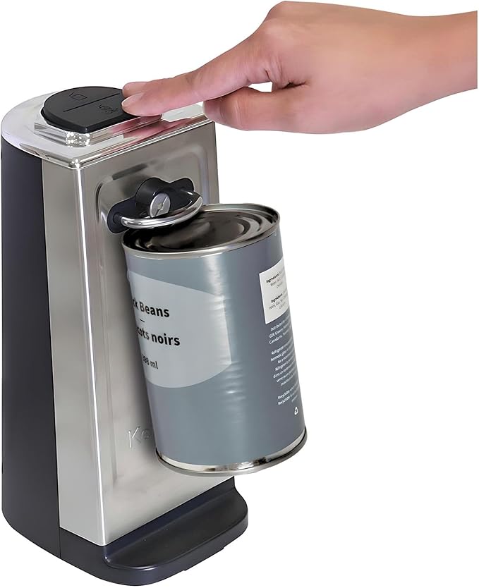 Kenmore Smooth Edge Electric Can Opener - Arthritis-Friendly, One Touch Side Cut Blade, Prevents Sharp Edges, Automatic Countertop appliance Stainless Steel detachable cutting lever