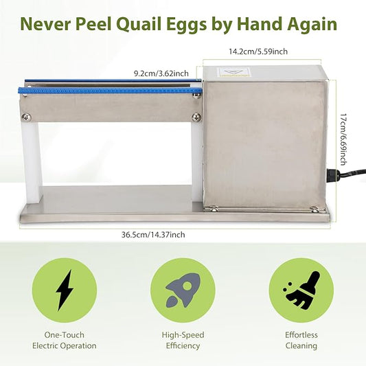 Automatic Quail Egg Peeler, 18W Motor & Stainless Steel Quail Egg Sheller, Effortless Peels in Seconds for Commercial/Home Use, 110V