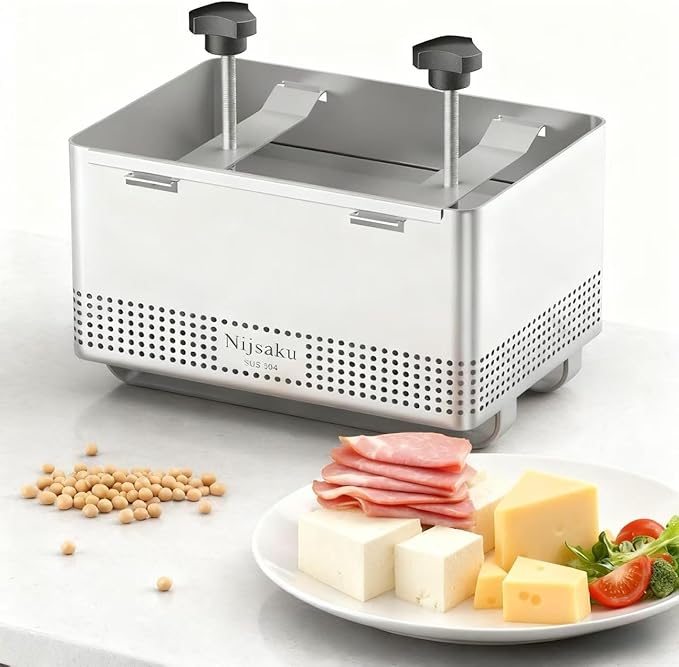Tofu Press Stainless Steel Tofu Press & Paneer Maker - Cheese Press Food Strainer for Homemade Tofu, Paneer, Vegan Cheese - Heavy Duty with Adjustable Pressure for Firm or Extra Firm Tofu XL