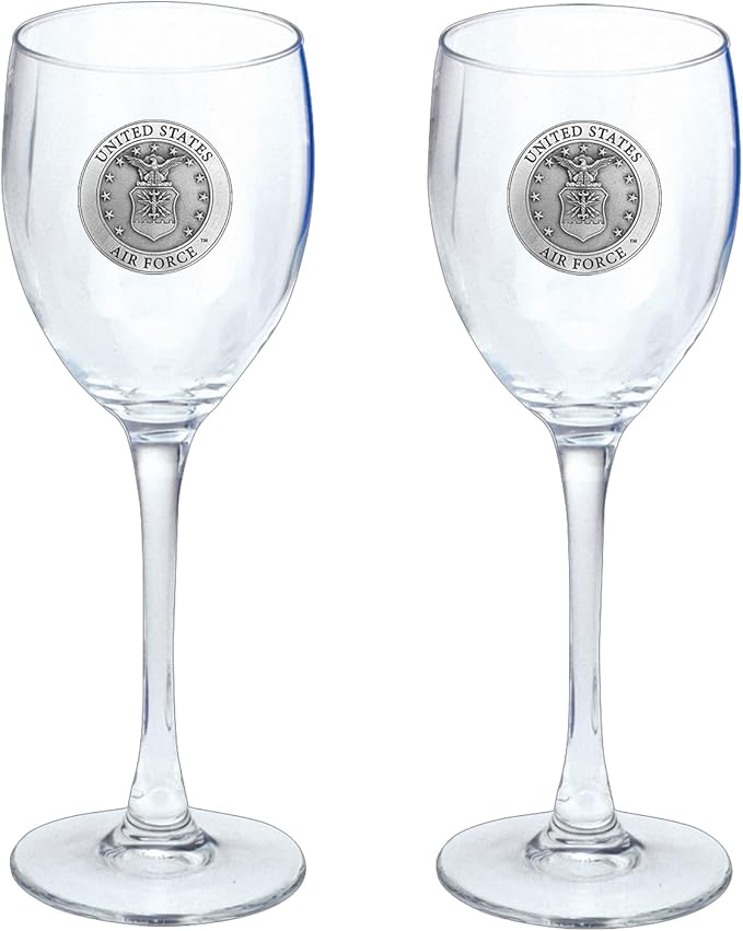Heritage Pewter Air Force Glass Water Goblets β Set of 2 | 12 OZ Goblet Glasses | Expertly Crafted Pewter Glass