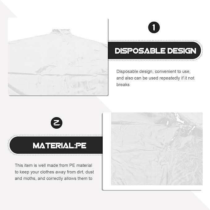 Sosoport 50pcs Clothing Storage Bags Transparent Garment Covers PE Thickened Dustproof Hanging Suit Covers with Hanger for Clothes