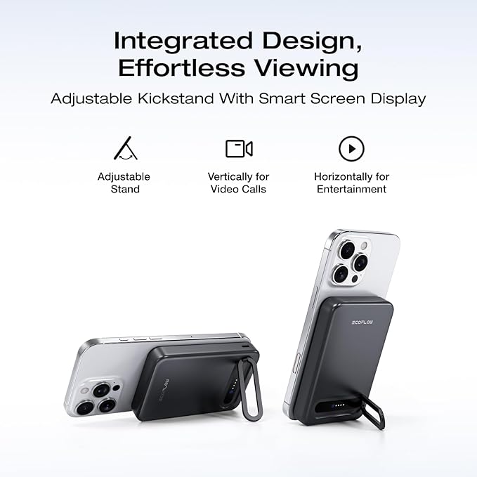 EF ECOFLOW Rapid Mag Power Bank 10,000mAh, Qi2 Certified 15W Wireless Charging, 0.6'' Ultra-Slim Magnetic Portable Charger, Fast Charging Magnetic Battery for iPhone 17/16/15, Galaxy, Google, Black
