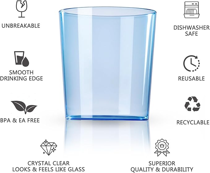 Liacere Plastic Drinking Glasses (Set of 12) 14 oz Blue Reusable Plastic Glasses Colors,Kitchen Water Glasses Cup, Bar Tumbler Glassware Set for Beer, Juice, Cocktail, Whiskey, Milk