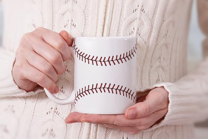 MUGBREW Baseball Stitches Ceramic Coffee Mug Tea Cup, 11 OZ