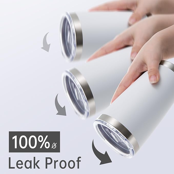 20 oz Tumbler Stainless Steel Tumblers with Lid Double Wall Vacuum Insulated Coffee Mug 20oz Powder Coated Cup for Hot and Cold Drinks, White, 1 pack